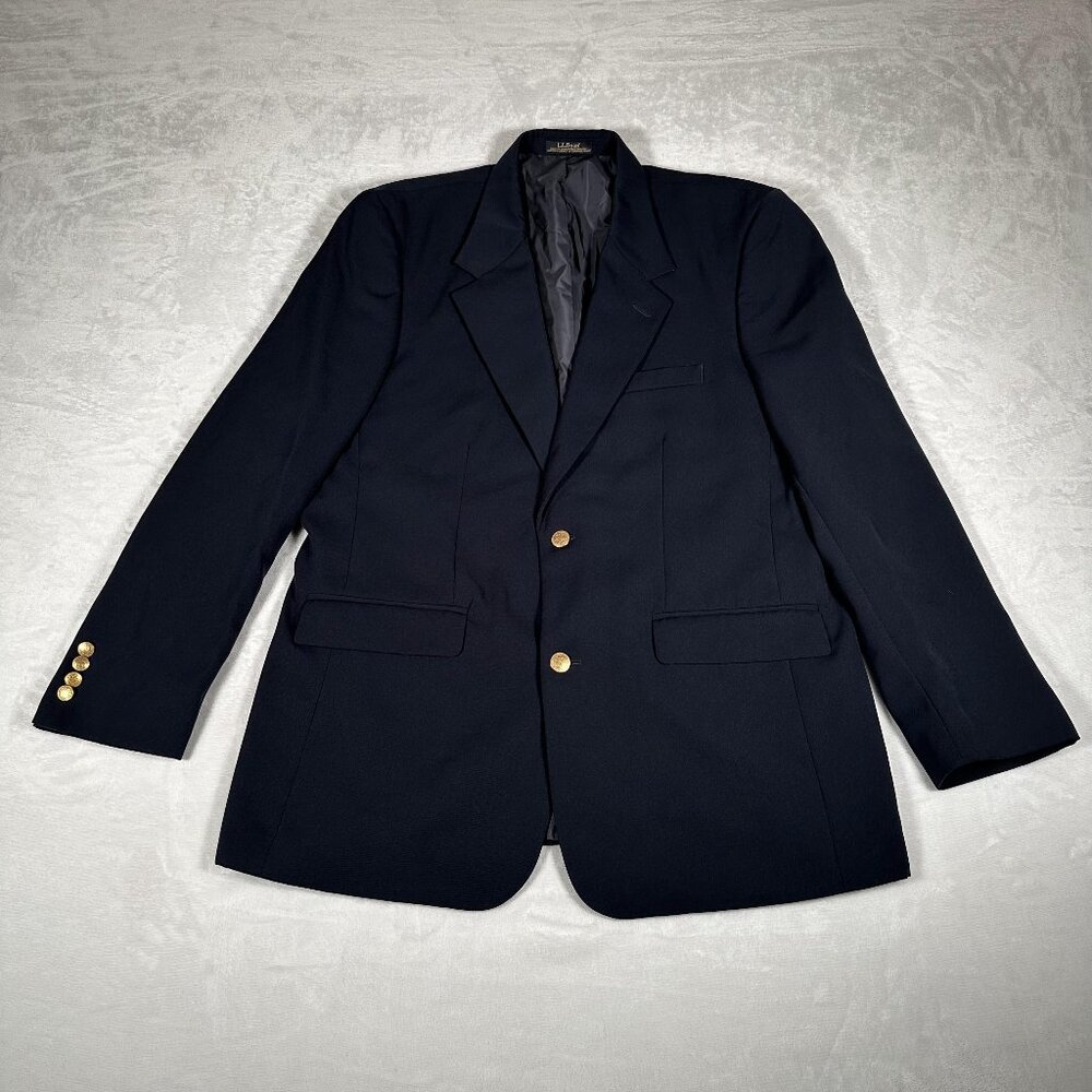 Vintage L.L. Bean Blazer Men Size 42T Blue Golden Buttons 2-Button Sport Coat EU